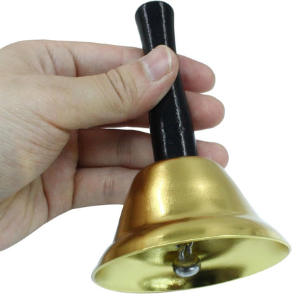 2 Pack Loud Hand Bells, Gold Ringing Bells with Handle Call Bells Dinner Bells for Classroom, Food Line, V1258-DP02-A-2223