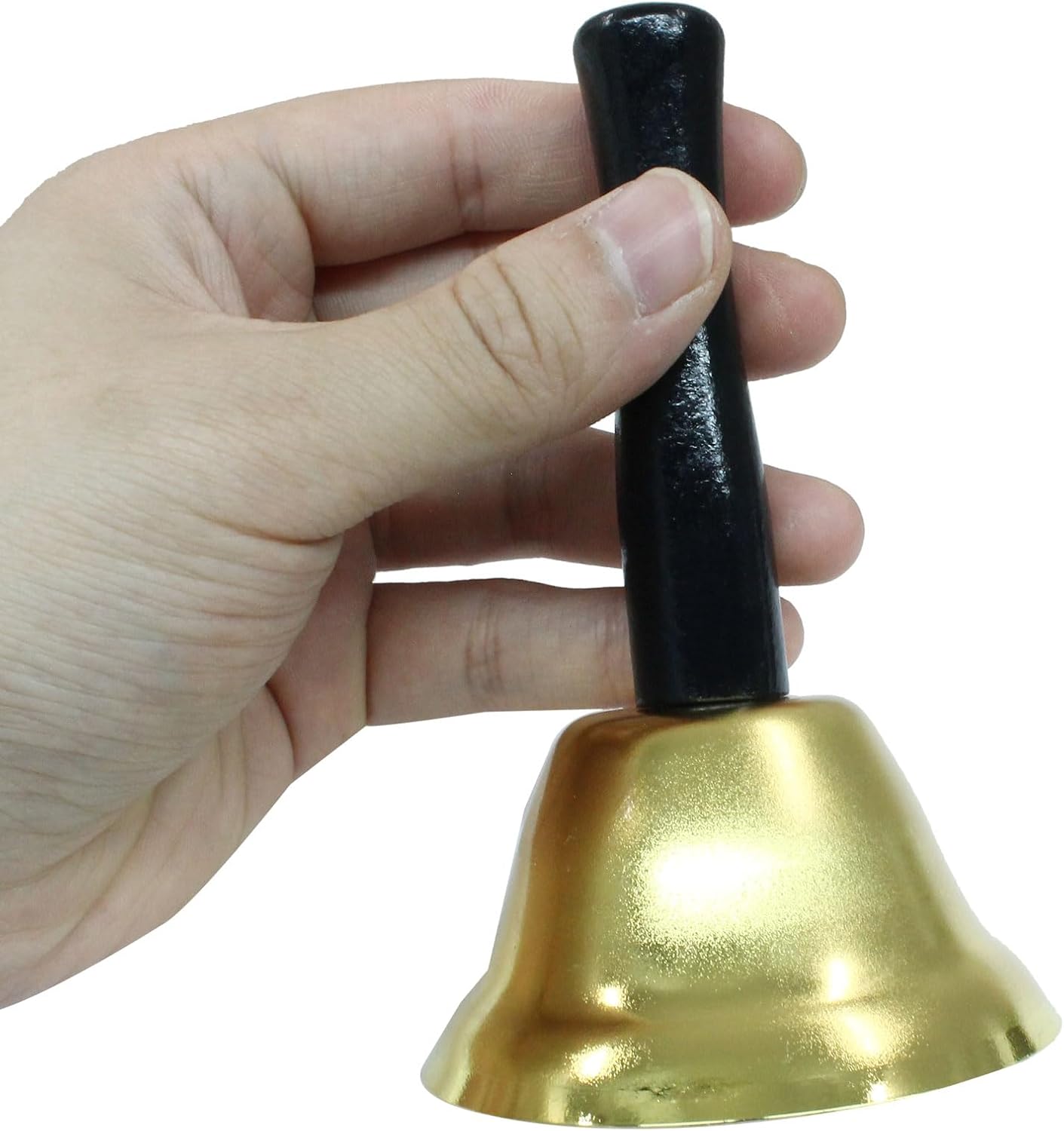2 Pack Loud Hand Bells, Gold Ringing Bells with Handle Call Bells Dinner Bells for Classroom, Food Line, V1258-DP02-A-2223