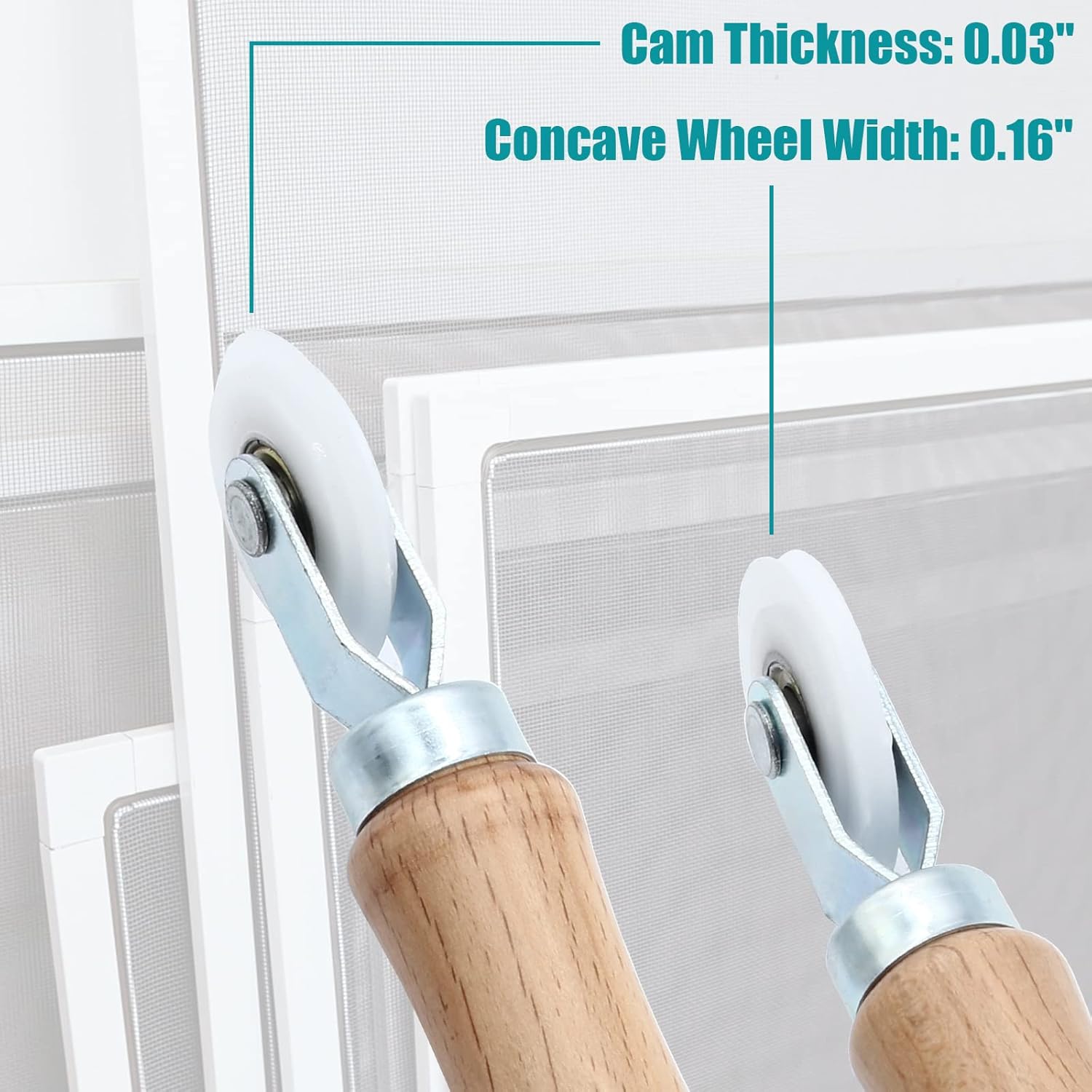 3 Pcs Window Door Screen Repair Kit, Screen Spline Roller Tool with Wooden Handle & Nylon Bearing Wheels and V1258-DP02-A-2225