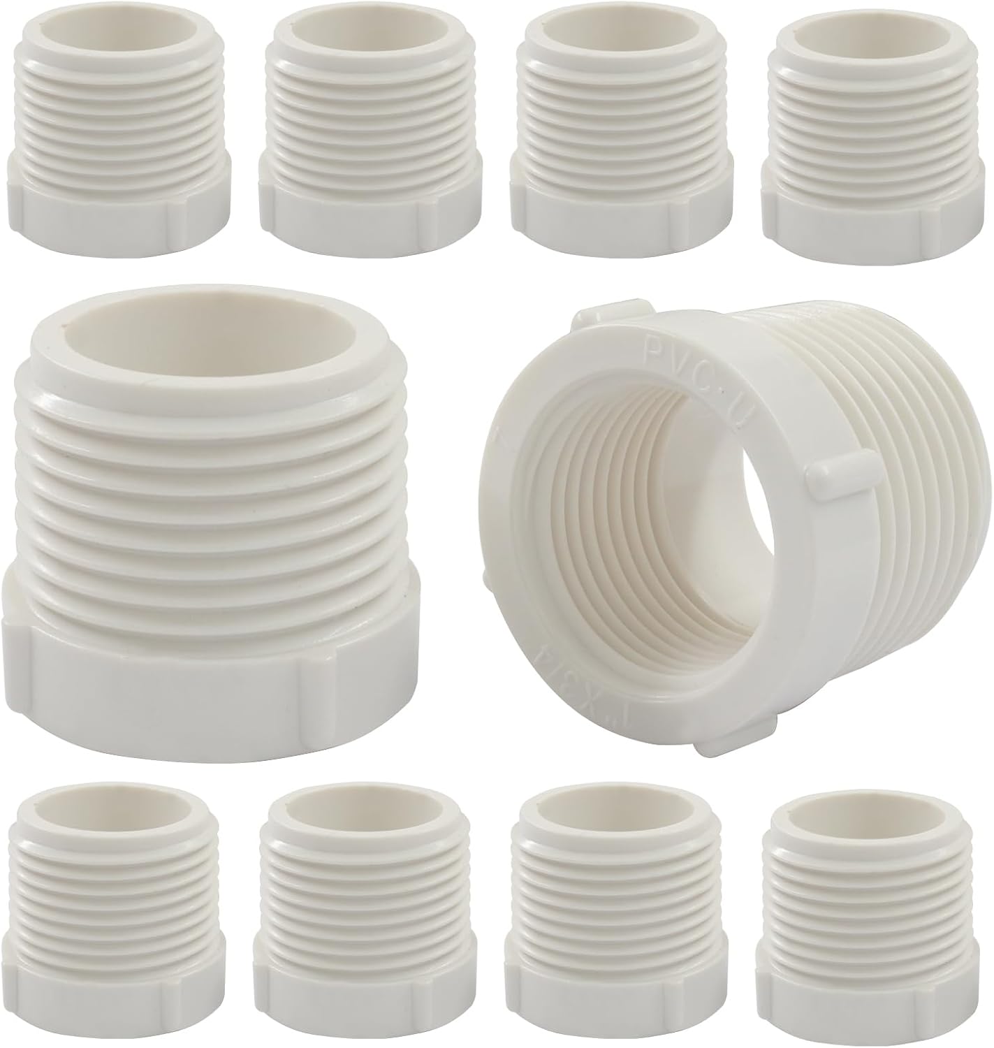 10 Pack 1 Inch Male Thread to 1/2 Inch Female Threaded PVC Pipe Fittings Connector, Reducer Bushing Adapter V1258-DP02-A-2234