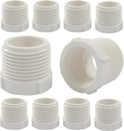 10 Pack 1 Inch Male Thread to 1/2 Inch Female Threaded PVC Pipe Fittings Connector, Reducer Bushing Adapter V1258-DP02-A-2234