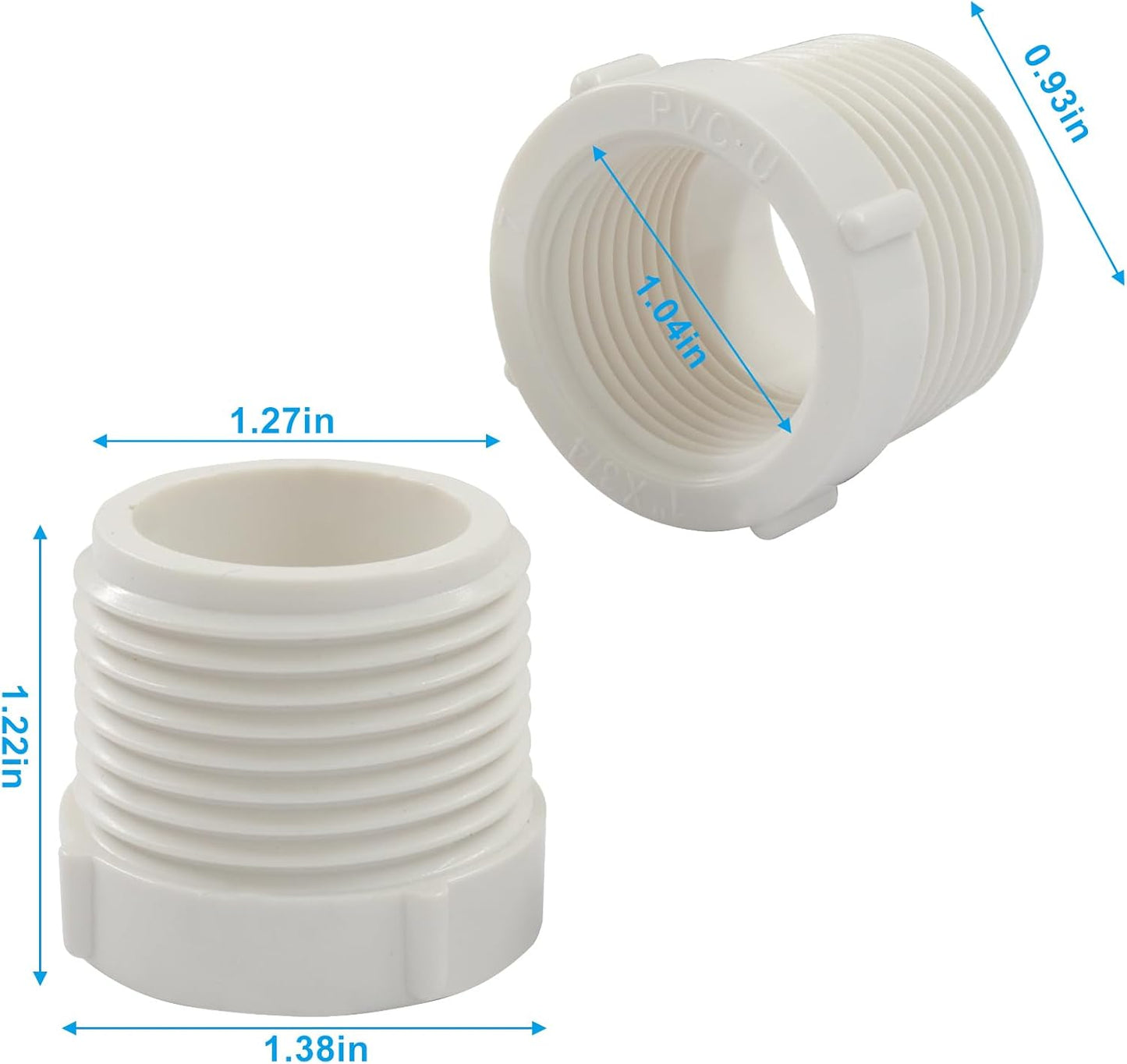 10 Pack 1 Inch Male Thread to 1/2 Inch Female Threaded PVC Pipe Fittings Connector, Reducer Bushing Adapter V1258-DP02-A-2234