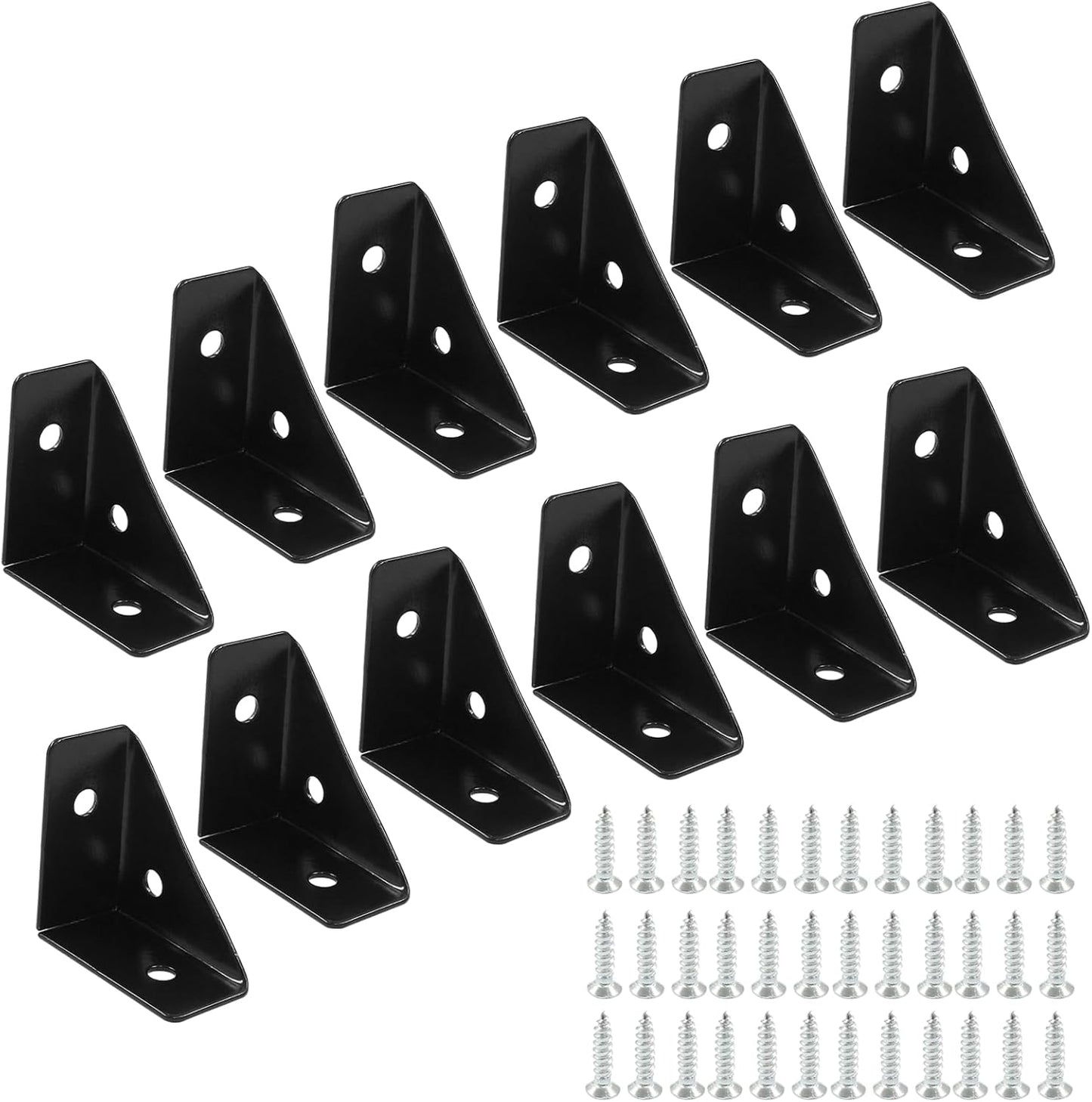 12pcs Angle Corner Shelf Bracket 38mm x 38mm, Cold Rolled Steel Corner Support, Triangular Bracket with V1258-DP02-A-2235