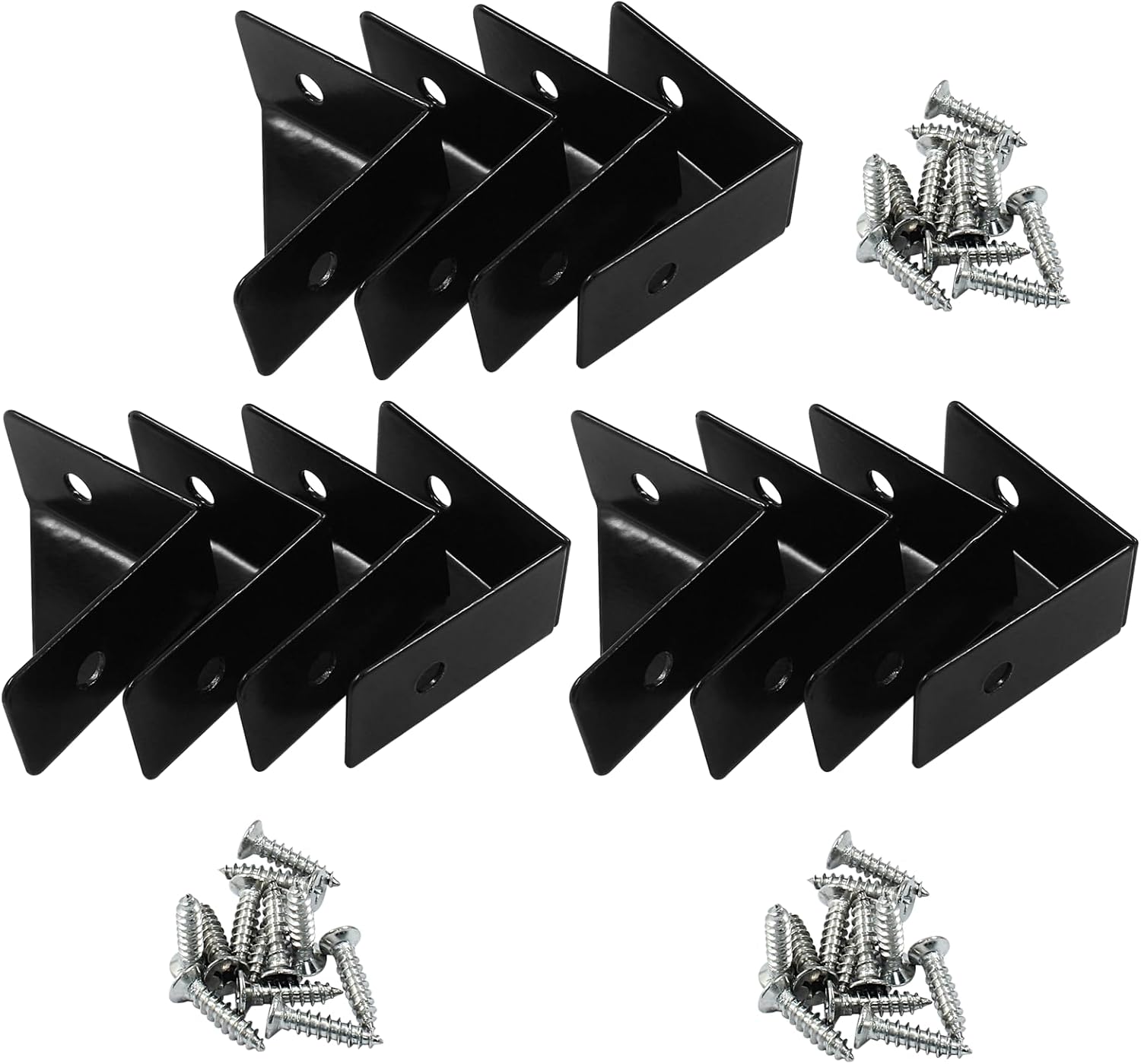 12pcs Angle Corner Shelf Bracket 38mm x 38mm, Cold Rolled Steel Corner Support, Triangular Bracket with V1258-DP02-A-2235