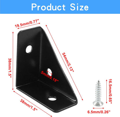 12pcs Angle Corner Shelf Bracket 38mm x 38mm, Cold Rolled Steel Corner Support, Triangular Bracket with V1258-DP02-A-2235