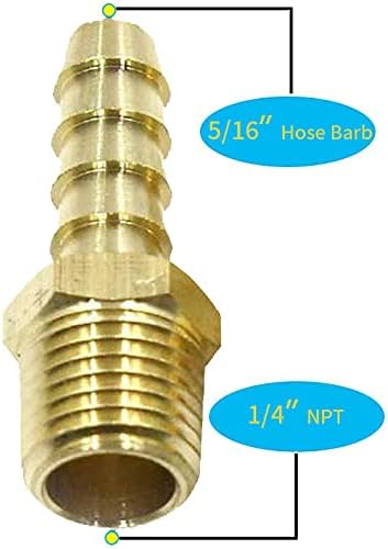 2pcs Brass 5/16" Hose Barb to 1/4" NPT Male Quick Couplers V1258-DP02-A-2239