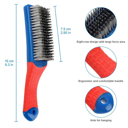 Wire Brush 2 Pack, Multi-Purpose Stainless Steel Scratch Bristle & Nylon Abrasive Brush Set for Cleaning V1258-DP02-A-224