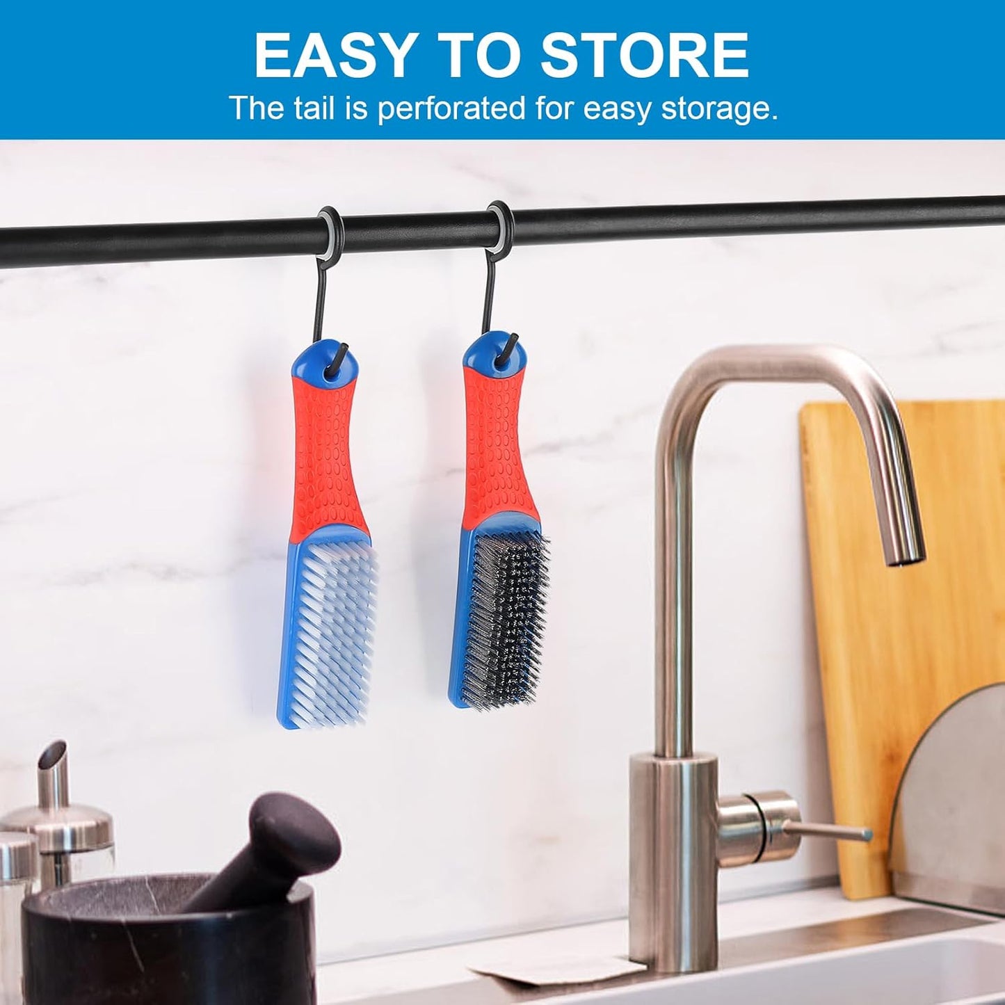 Wire Brush 2 Pack, Multi-Purpose Stainless Steel Scratch Bristle & Nylon Abrasive Brush Set for Cleaning V1258-DP02-A-224