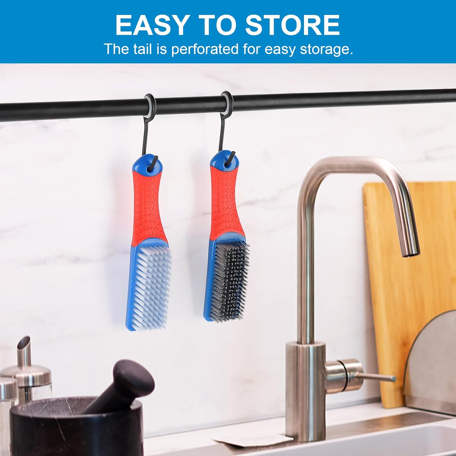 Wire Brush 2 Pack, Multi-Purpose Stainless Steel Scratch Bristle & Nylon Abrasive Brush Set for Cleaning V1258-DP02-A-224
