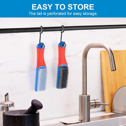Wire Brush 2 Pack, Multi-Purpose Stainless Steel Scratch Bristle & Nylon Abrasive Brush Set for Cleaning V1258-DP02-A-224