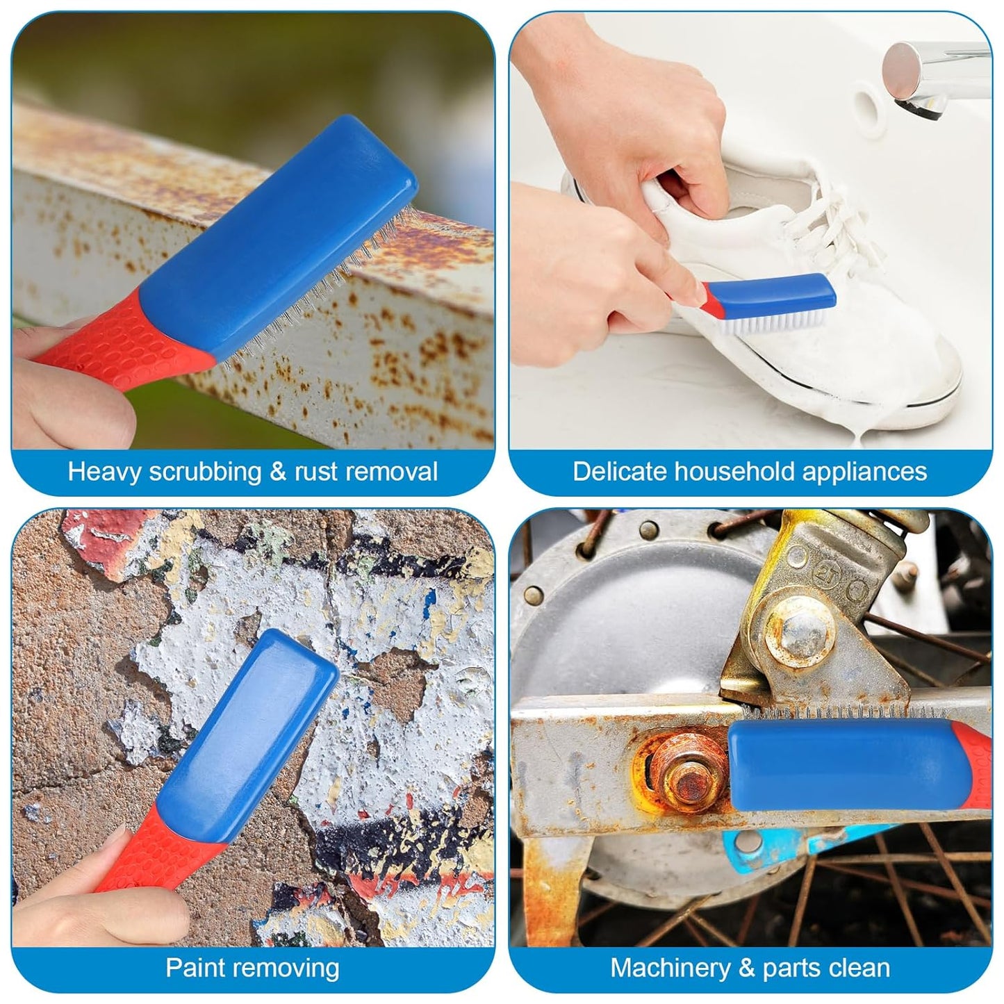 Wire Brush 2 Pack, Multi-Purpose Stainless Steel Scratch Bristle & Nylon Abrasive Brush Set for Cleaning V1258-DP02-A-224