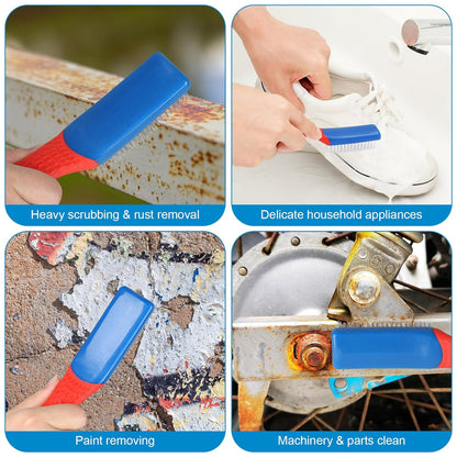 Wire Brush 2 Pack, Multi-Purpose Stainless Steel Scratch Bristle & Nylon Abrasive Brush Set for Cleaning V1258-DP02-A-224