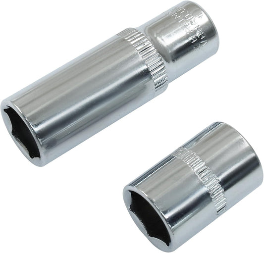 1/4-Inch Drive x 12mm Deep Shallow Socket, 6 Point Shallow Socket, Cr-V, Standard, Metric, 2Pcs V1258-DP02-A-2241