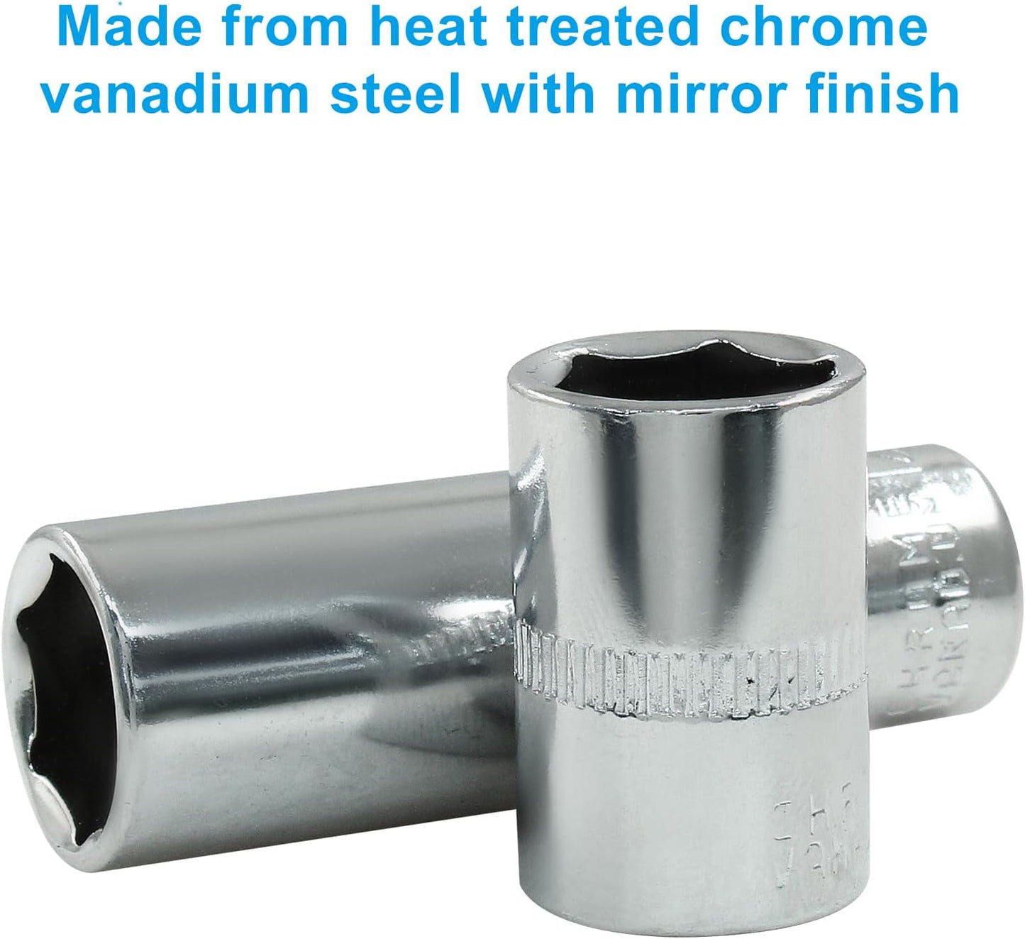 1/4-Inch Drive x 12mm Deep Shallow Socket, 6 Point Shallow Socket, Cr-V, Standard, Metric, 2Pcs V1258-DP02-A-2241