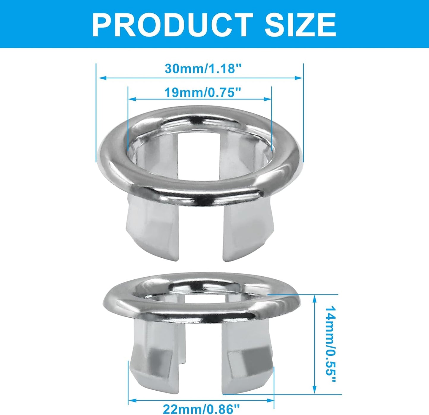6 Pack Sink Overflow Ring Round Basin Trim Drain Cap Cover Sink Basin Trim Overflow Cover Hole Insert in Cap V1258-DP02-A-2244