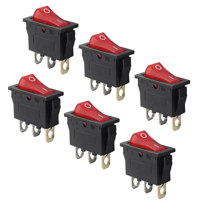 6 Pcs 2 Position 3 Pin SPST Boat Rocker On/Off Switch, AC 120V/10A 250V/16A Illuminated LED Boat Toggle V1258-DP02-A-2247