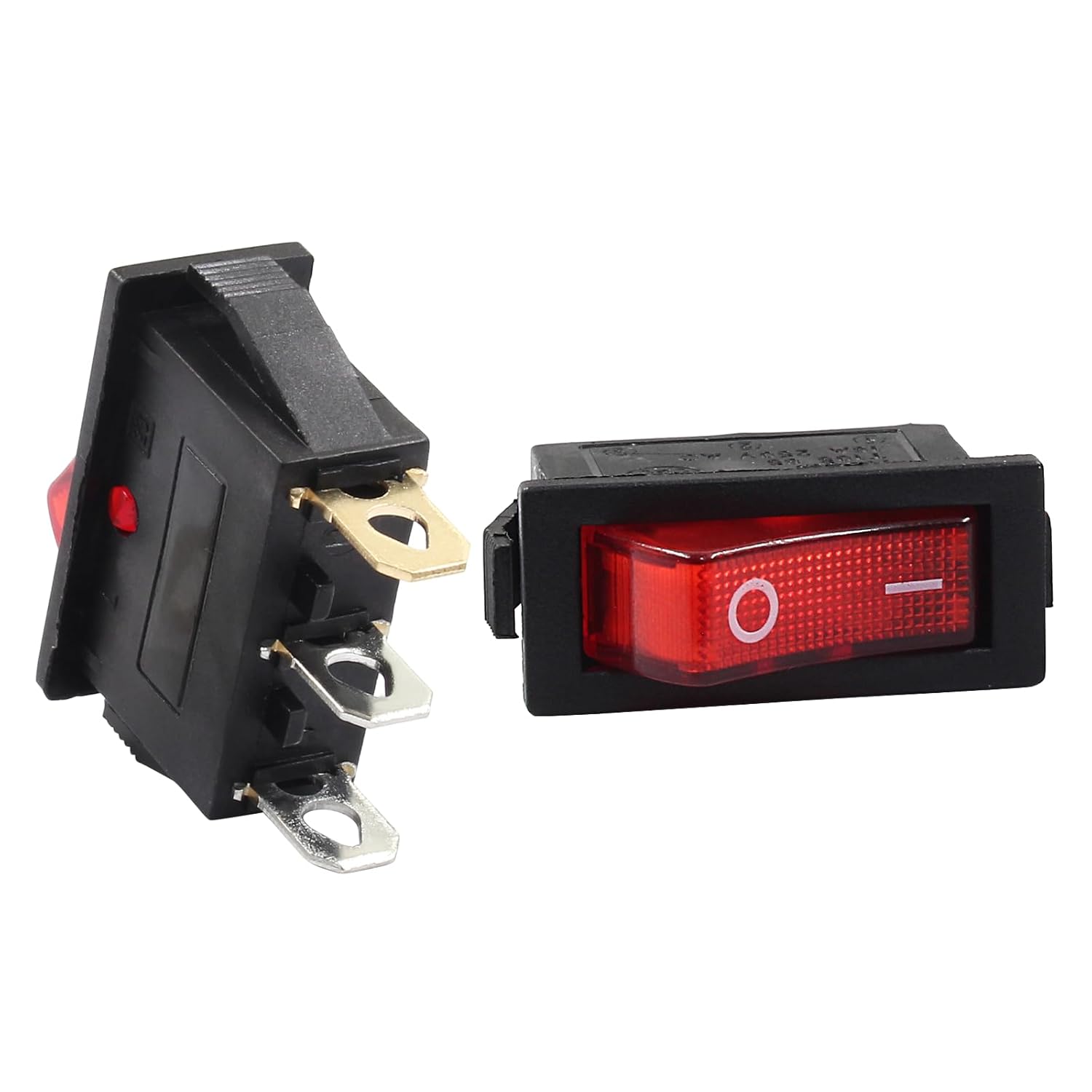 6 Pcs 2 Position 3 Pin SPST Boat Rocker On/Off Switch, AC 120V/10A 250V/16A Illuminated LED Boat Toggle V1258-DP02-A-2247
