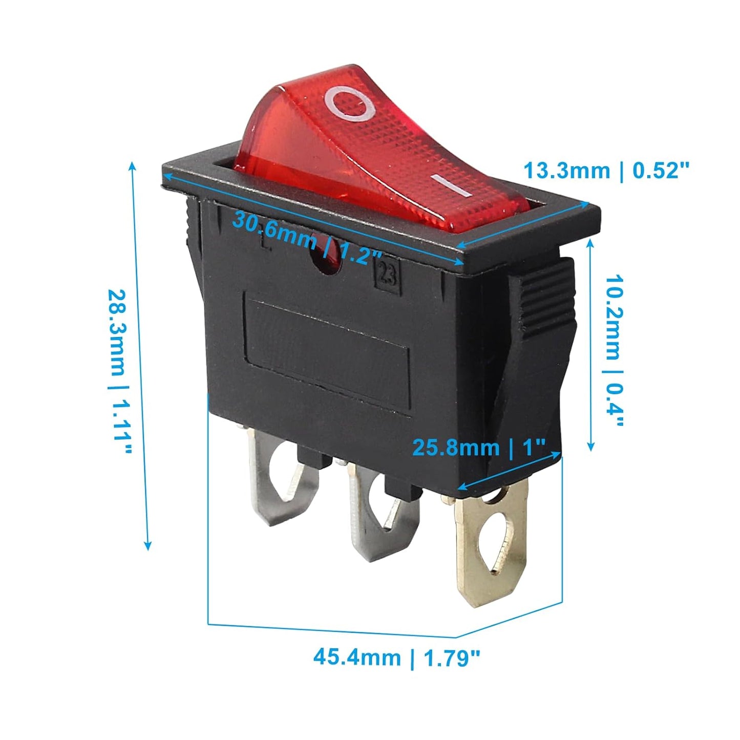 6 Pcs 2 Position 3 Pin SPST Boat Rocker On/Off Switch, AC 120V/10A 250V/16A Illuminated LED Boat Toggle V1258-DP02-A-2247
