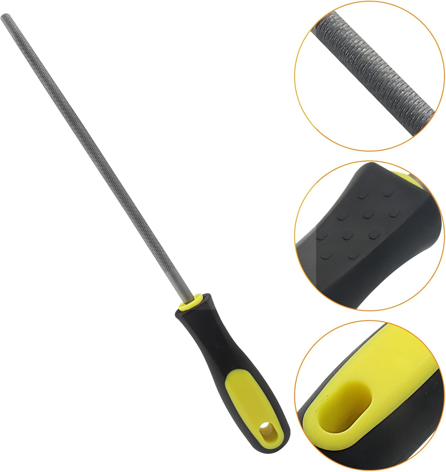 8 Inch Round File, Carbon Steel Rat Tail Metal File Tool Sharpener for Professionals/Wood/DIY Enthusiasts V1258-DP02-A-2248
