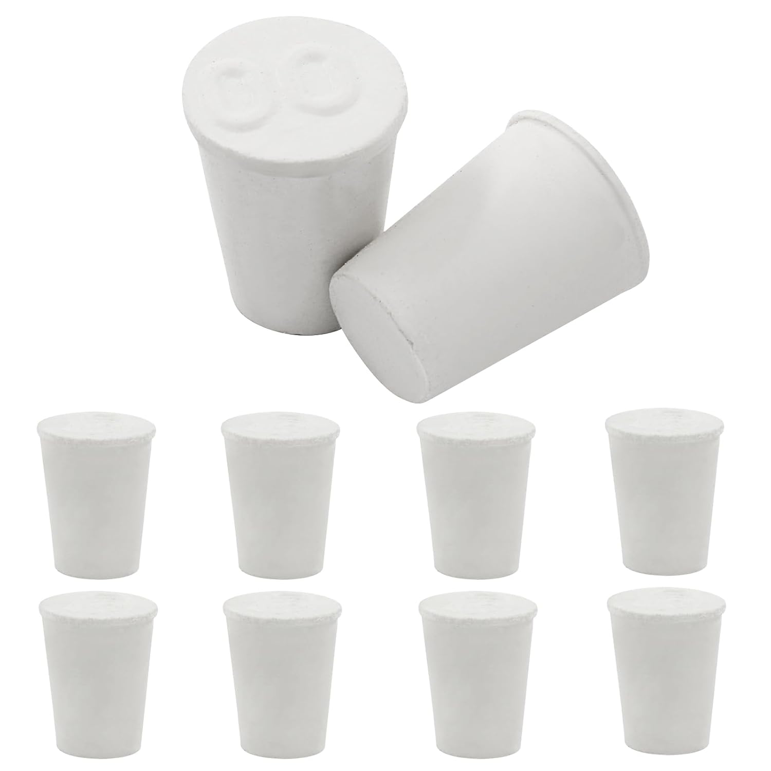 10 Pcs White Solid Rubber Stoppers 00# Tapered Lab Bungs Solid Rubber Stoppers Tapered Lab Seal Rubber V1258-DP02-A-2250