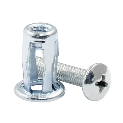 16 pcs Jack Nuts, Plain Carbon Steel Petal Expansion Insert Nuts for Thin Metal Hollow Wall Iron (M5 x 25) V1258-DP02-A-2255