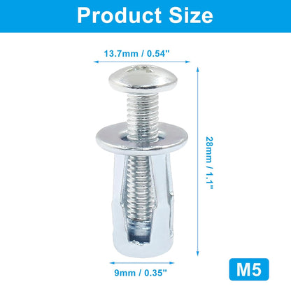 16 pcs Jack Nuts, Plain Carbon Steel Petal Expansion Insert Nuts for Thin Metal Hollow Wall Iron (M5 x 25) V1258-DP02-A-2255