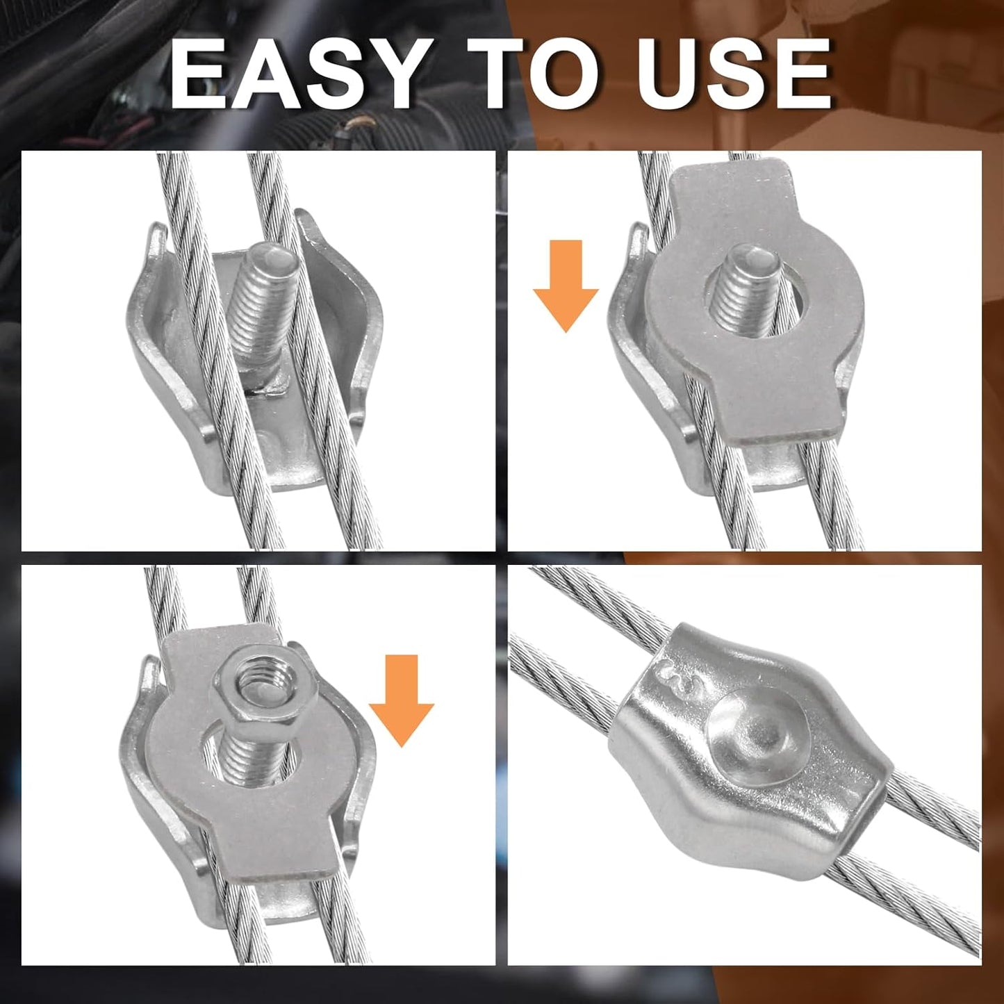 30Pcs M3 Stainless Steel Wire Rope Cable Clip Clamp Simplex Single Bolt Wire Rope Clamps Cable Fasteners for V1258-DP02-A-2256