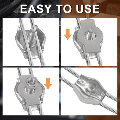 30Pcs M3 Stainless Steel Wire Rope Cable Clip Clamp Simplex Single Bolt Wire Rope Clamps Cable Fasteners for V1258-DP02-A-2256