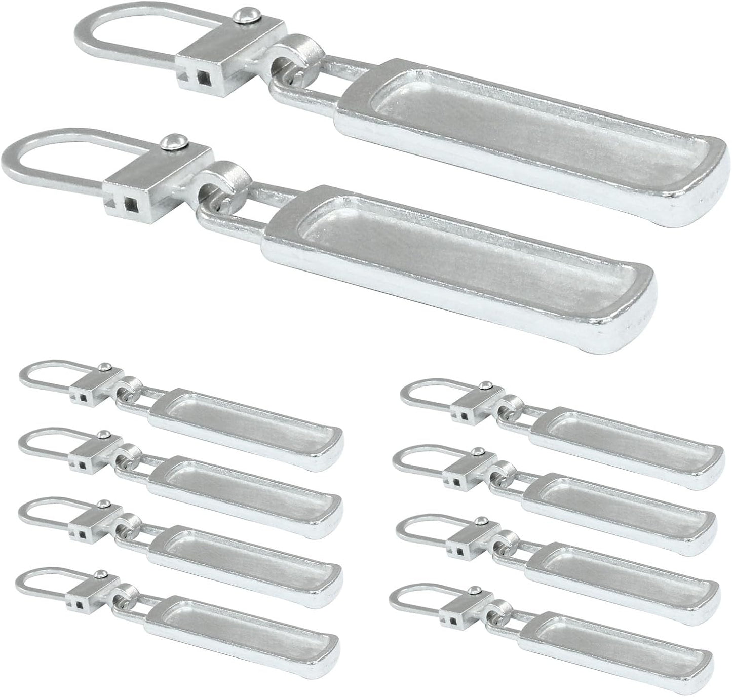 10 PCS Silver Luggage Zipper Pull Replacement, Detachable Metal Zipper Pull Tab Repair Kit for Clothing V1258-DP02-A-2263