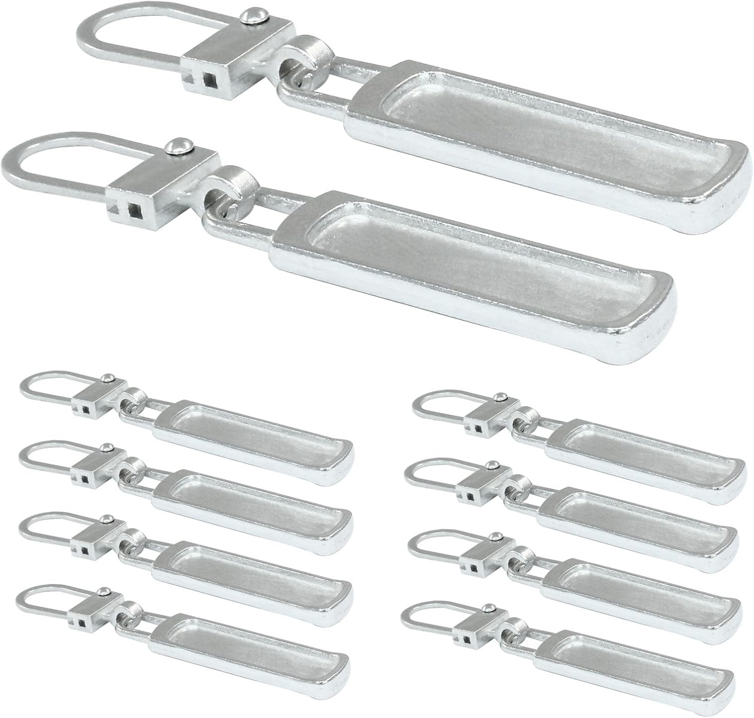 10 PCS Silver Luggage Zipper Pull Replacement, Detachable Metal Zipper Pull Tab Repair Kit for Clothing V1258-DP02-A-2263