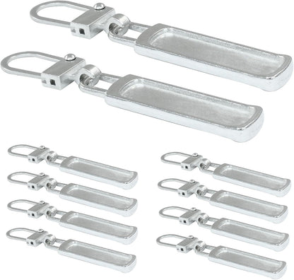 10 PCS Silver Luggage Zipper Pull Replacement, Detachable Metal Zipper Pull Tab Repair Kit for Clothing V1258-DP02-A-2263