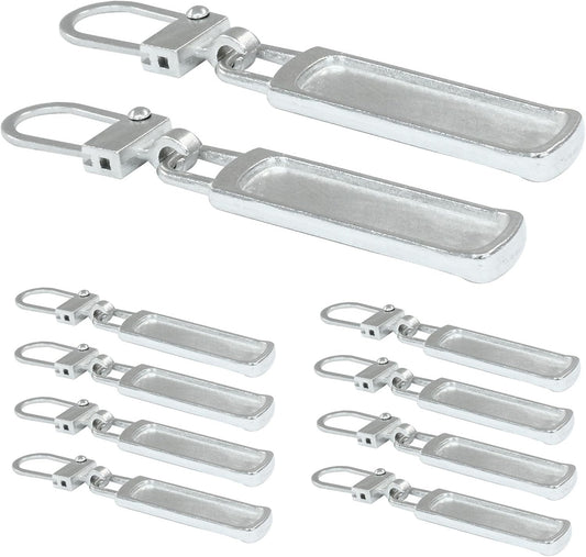 10 PCS Silver Luggage Zipper Pull Replacement, Detachable Metal Zipper Pull Tab Repair Kit for Clothing V1258-DP02-A-2263
