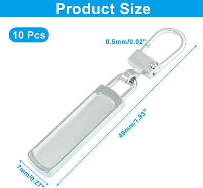 10 PCS Silver Luggage Zipper Pull Replacement, Detachable Metal Zipper Pull Tab Repair Kit for Clothing V1258-DP02-A-2263