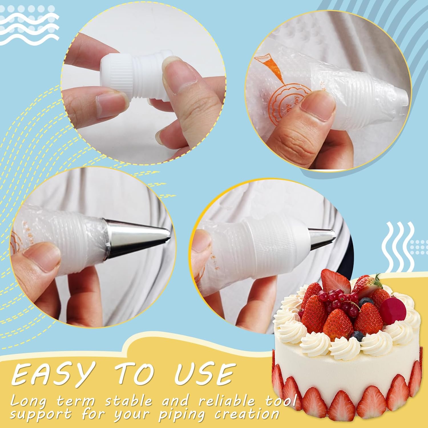 12 Pcs Piping Bag Couplers Plastic Standard Couplers Cake Decorating Coupler Small Pipe Tip Coupler for V1258-DP02-A-2265