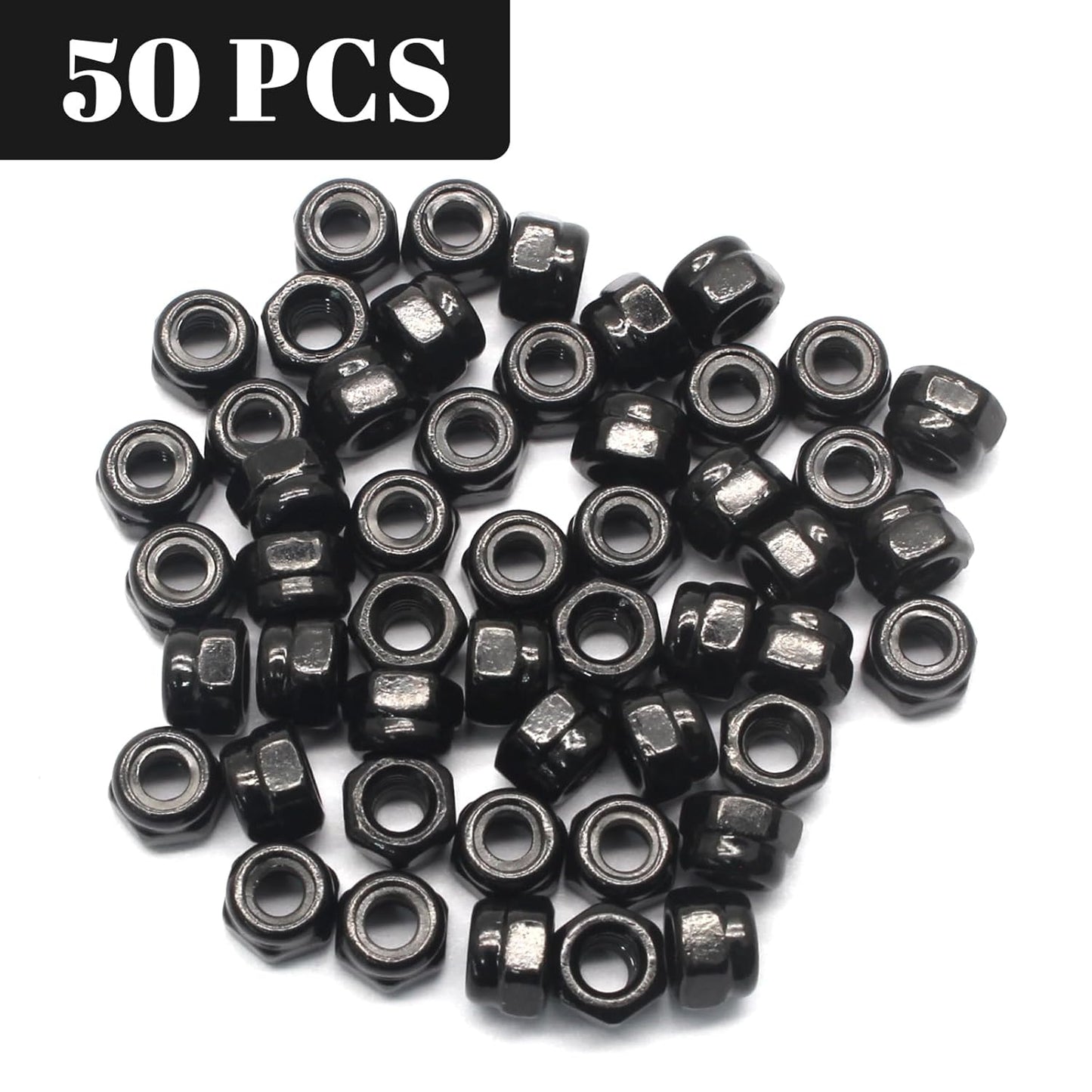 M3 Hex Lock Nuts, M3 x 0.5mm Carbon Steel Nylon Insert Self-Locking Nuts for Fasteners, 50Pcs V1258-DP02-A-2269