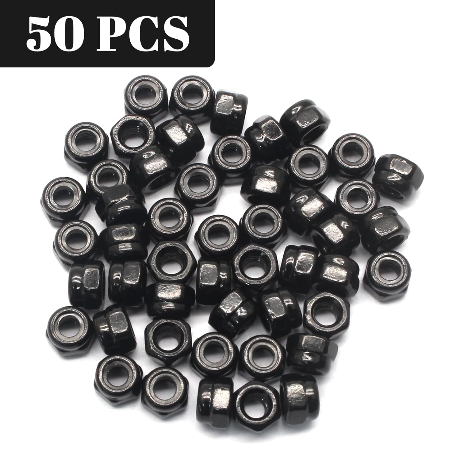 M3 Hex Lock Nuts, M3 x 0.5mm Carbon Steel Nylon Insert Self-Locking Nuts for Fasteners, 50Pcs V1258-DP02-A-2269