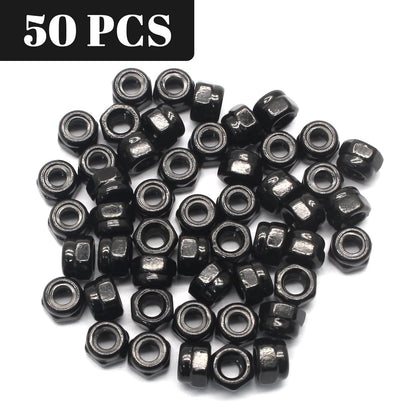 M3 Hex Lock Nuts, M3 x 0.5mm Carbon Steel Nylon Insert Self-Locking Nuts for Fasteners, 50Pcs V1258-DP02-A-2269