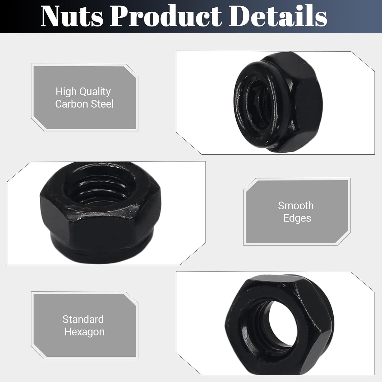 M3 Hex Lock Nuts, M3 x 0.5mm Carbon Steel Nylon Insert Self-Locking Nuts for Fasteners, 50Pcs V1258-DP02-A-2269