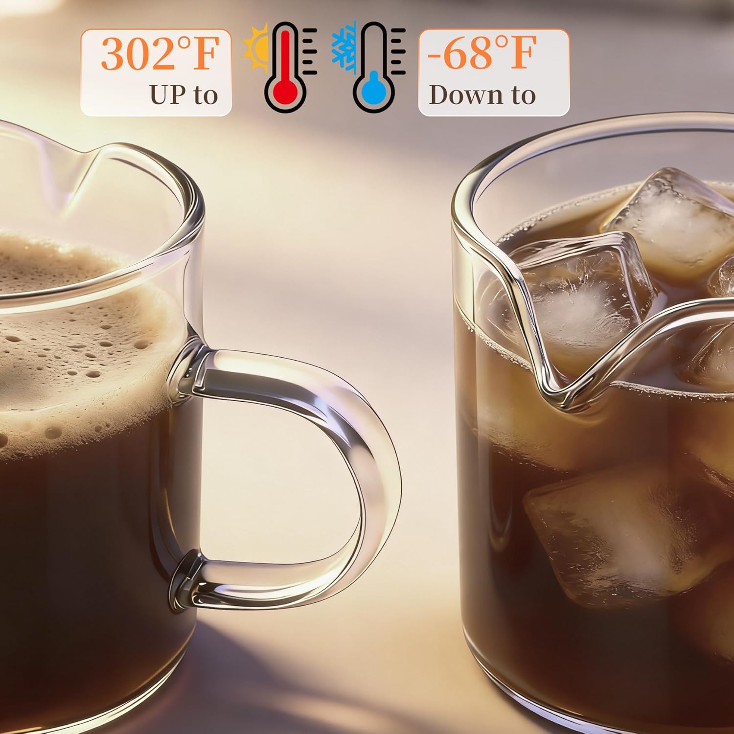 Espresso Cups | 2-Pack,4 oz High-Transparency Glass Doubleshot Coffee Cups, Dishwasher Safe, Dual Pour Design V1258-DP02-A-228