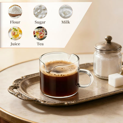 Espresso Cups | 2-Pack,4 oz High-Transparency Glass Doubleshot Coffee Cups, Dishwasher Safe, Dual Pour Design V1258-DP02-A-228