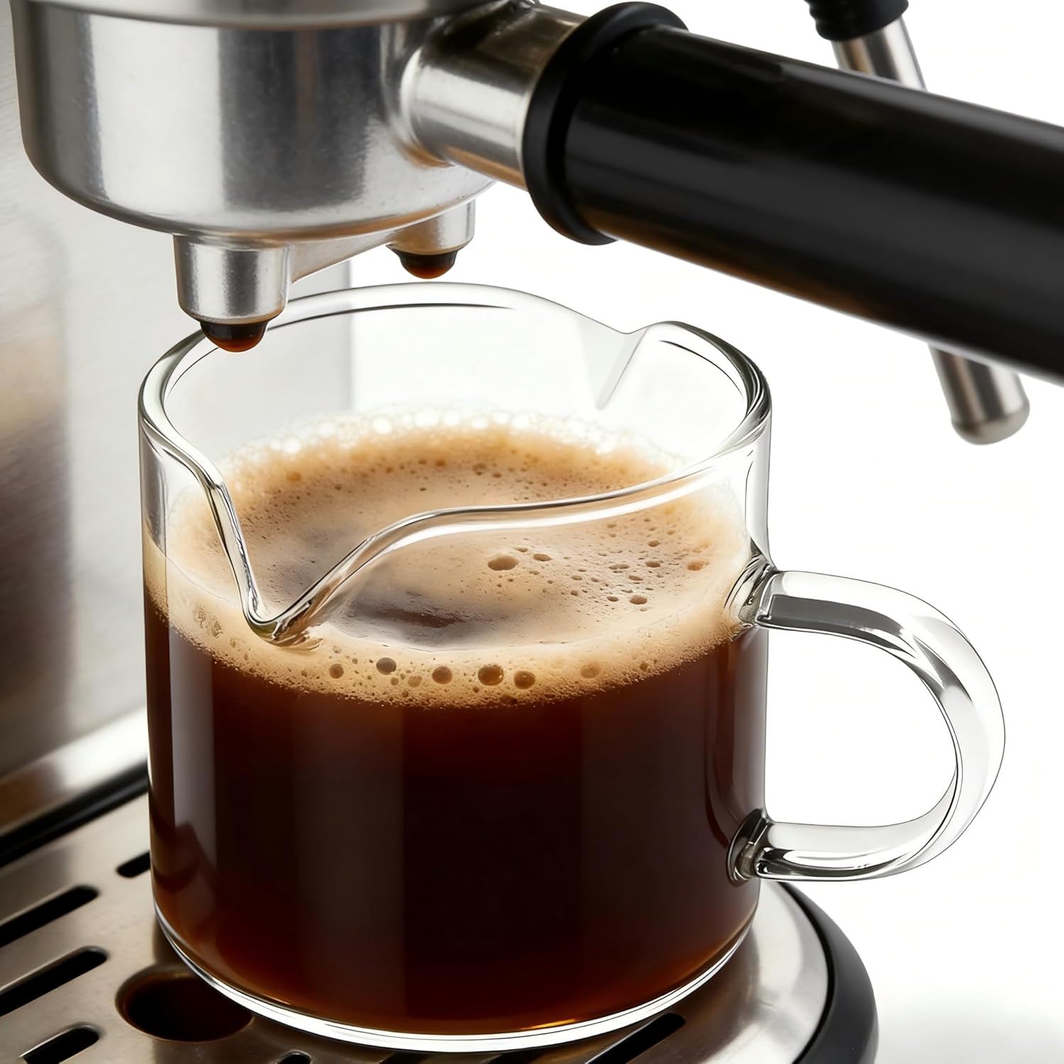 Espresso Cups | 2-Pack,4 oz High-Transparency Glass Doubleshot Coffee Cups, Dishwasher Safe, Dual Pour Design V1258-DP02-A-228