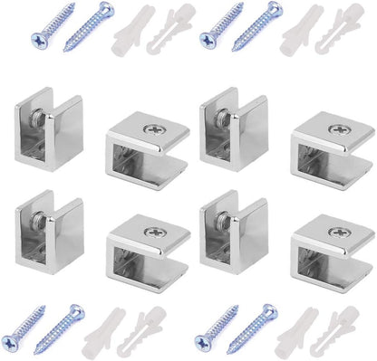Glass Clamps Wall Mounted Adjustable Zinc Alloy Glass Shelf Clip Clamp Bracket Support - Pack of 8 V1258-DP02-A-2282