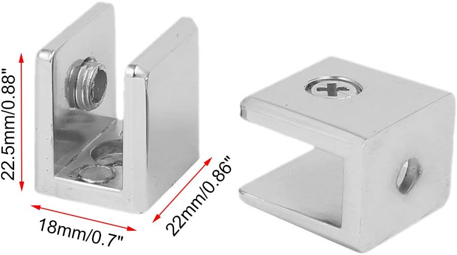 Glass Clamps Wall Mounted Adjustable Zinc Alloy Glass Shelf Clip Clamp Bracket Support - Pack of 8 V1258-DP02-A-2282