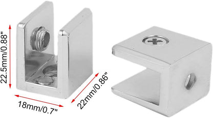 Glass Clamps Wall Mounted Adjustable Zinc Alloy Glass Shelf Clip Clamp Bracket Support - Pack of 8 V1258-DP02-A-2282