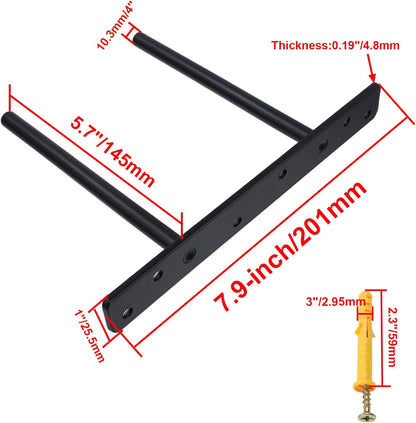 6-inch Floating Shelf Brackets Heavy Duty Hidden Brackets Black Blind Shelf Support for Floating Wood Shelves V1258-DP02-A-2285