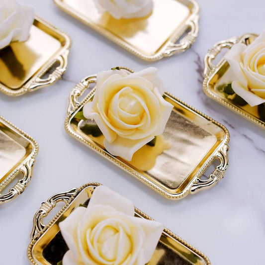 Efavormart 12 Pack - 4" Gold Rectangular Mini Candy Display Tray Favors for Wedding, Bridal Shower, Baby V1258-DP02-A-2286