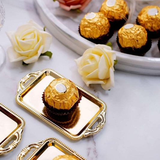 Efavormart 12 Pack - 4" Gold Rectangular Mini Candy Display Tray Favors for Wedding, Bridal Shower, Baby V1258-DP02-A-2286