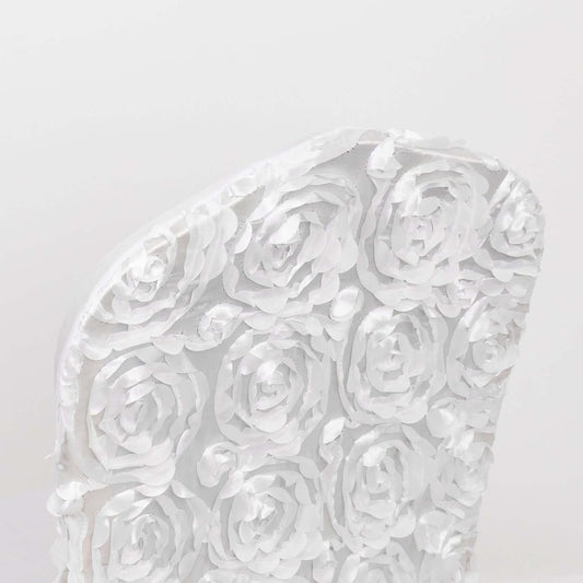 Efavormart Satin Rosette White Stretch Banquet Spandex Chair Cover Dinning Event Slipcover for Wedding Party V1258-DP02-A-2296