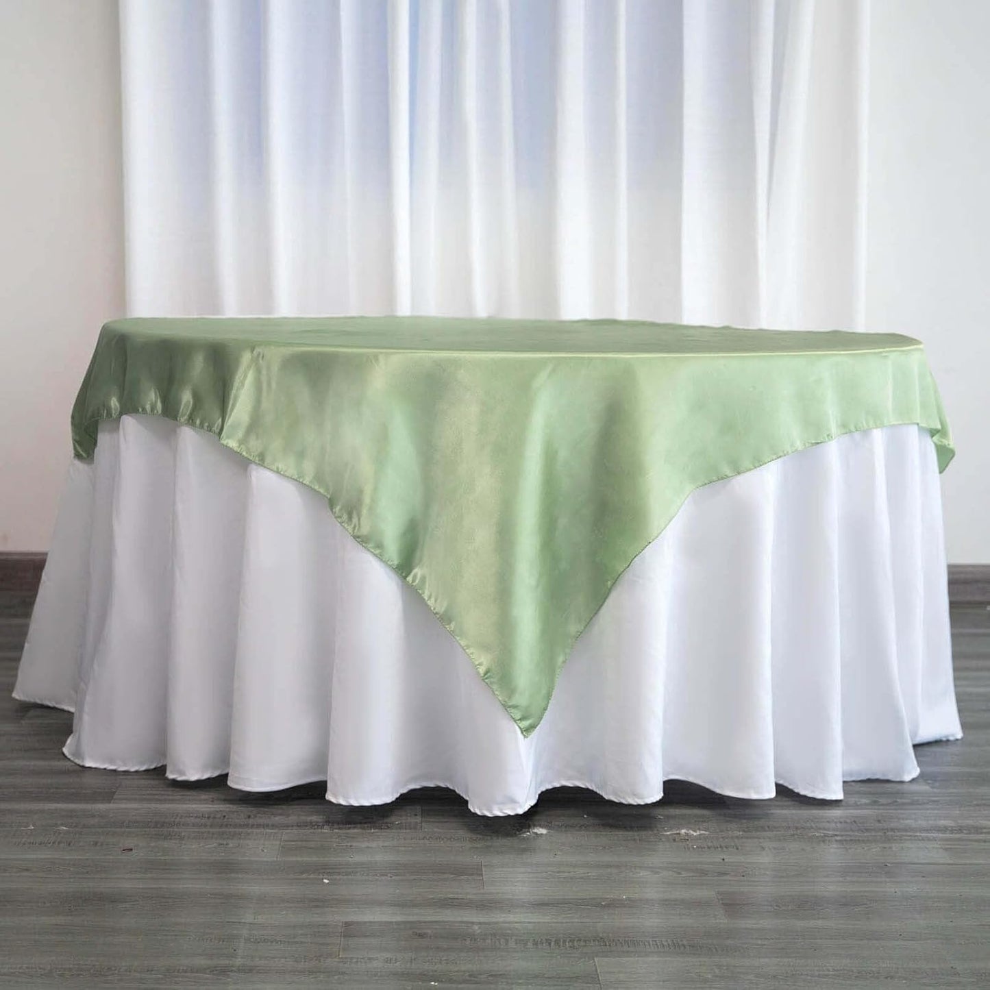 Efavormart 60" Satin Square Tablecloth Overlay for Wedding Catering Party Table Decorations SAGE Green Square V1258-DP02-A-2297