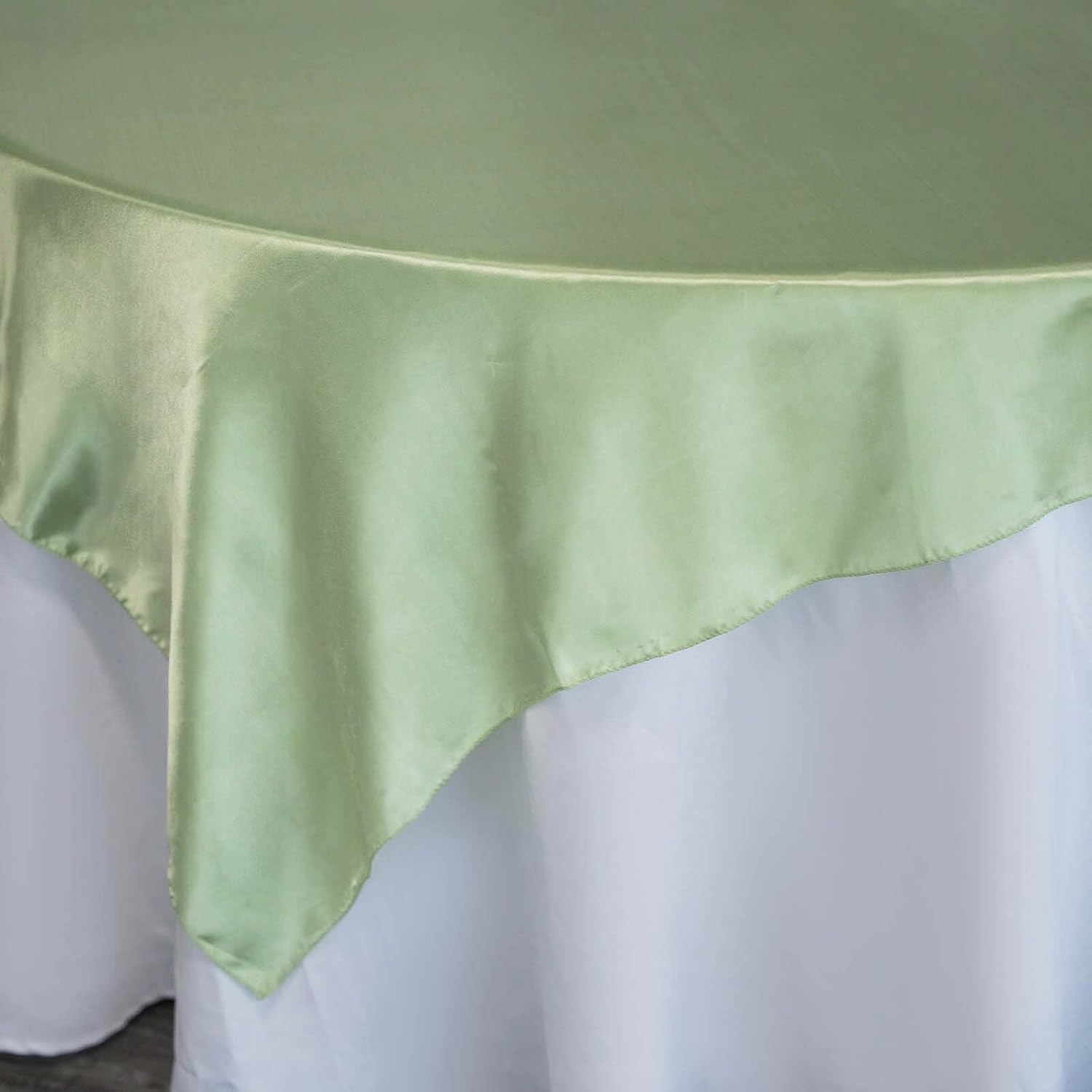 Efavormart 60" Satin Square Tablecloth Overlay for Wedding Catering Party Table Decorations SAGE Green Square V1258-DP02-A-2297